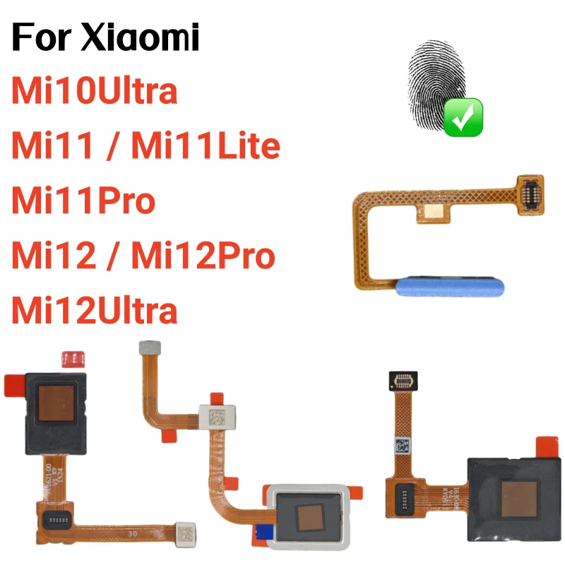 For Xiaomi Mi10Ultra Mi11 Mi11Lite Pro Mi12 Pro Mi12Ultra Fingerprint Sensor Home Return Key Menu Button With Side Power On Off