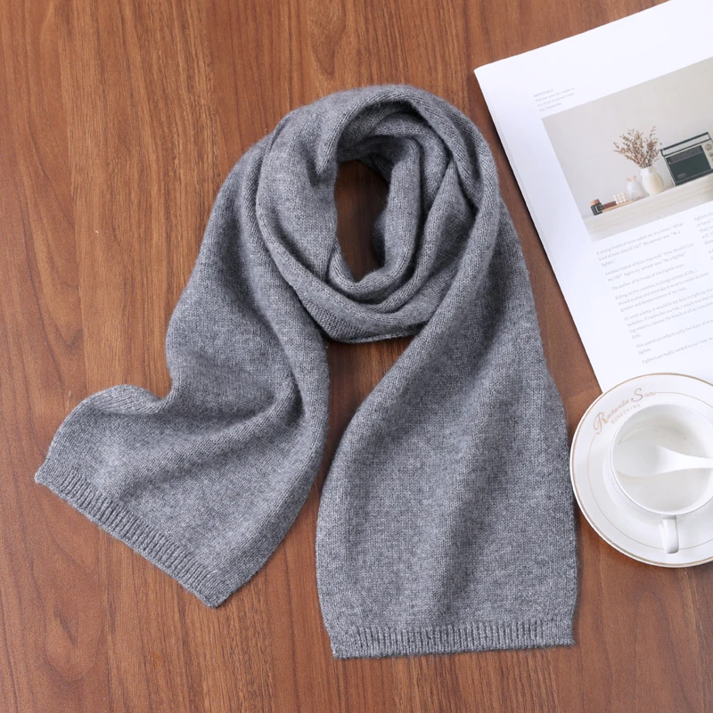 

Зимний женский вязаный шарф из 100% чистой шерсти, термонакидка на шею, толстый повседневный мягкий теплый однотонный шейный платок для наряда