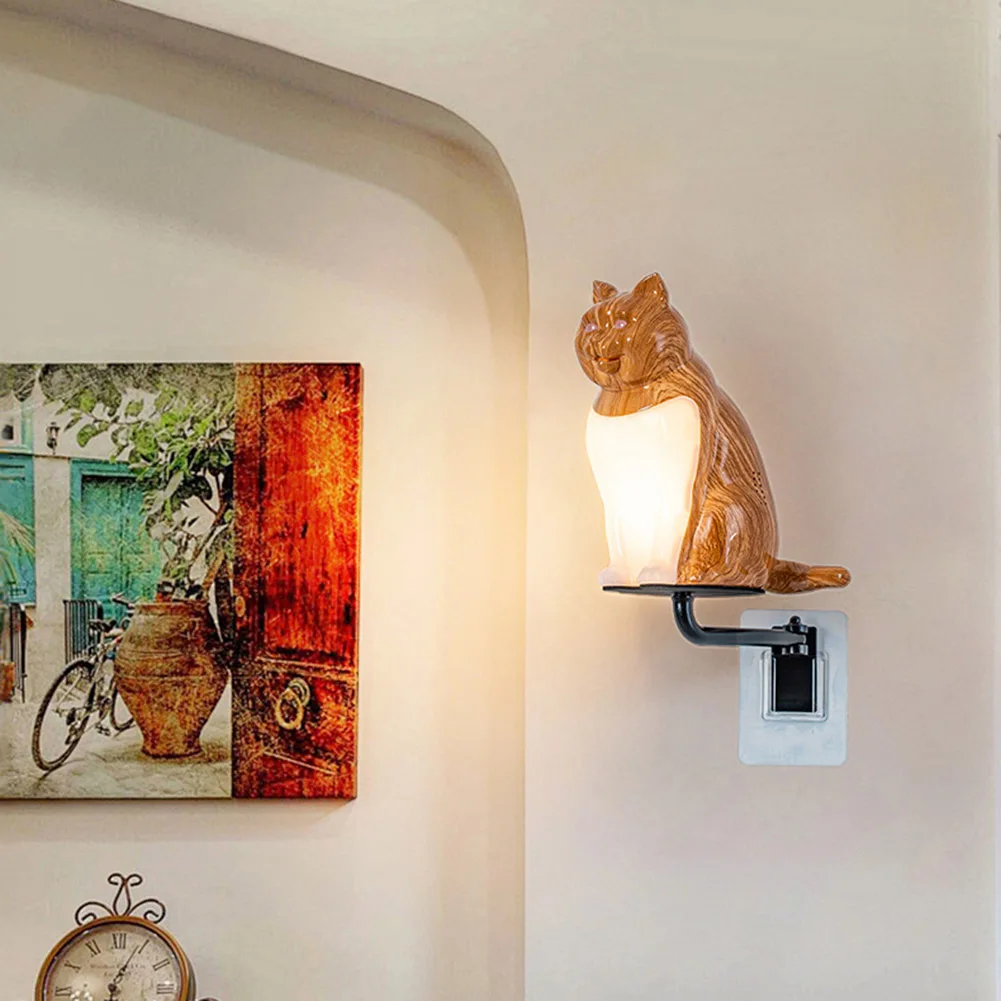 LED Cat Wall Spot Light 3 Level Brightness Cat Sleep Light Remote Control Cat Atmosphere Light for Home Room Decor