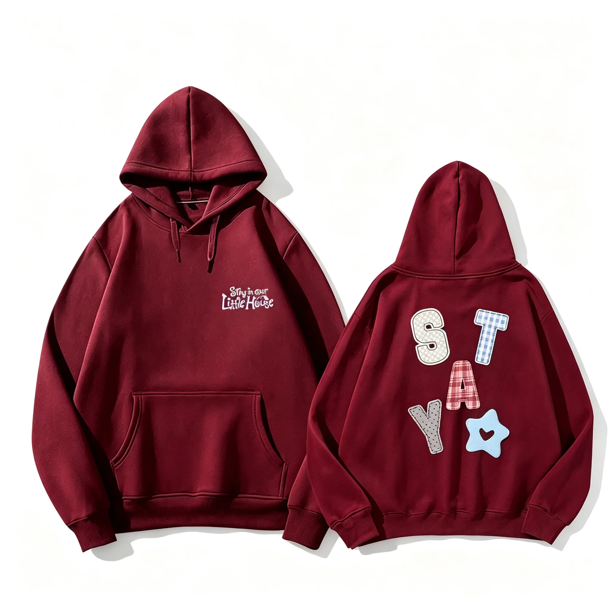 Kapuzenpullover BLEIBEN in unserem kleinen Haus, Kapuzenpullover mit Reißverschluss, Kpop-Mode, Star-Design, Sweatshirt mit gleichen Buchstaben, hochwertige Baumwolle, dickes T-Shirt. – Detail 10