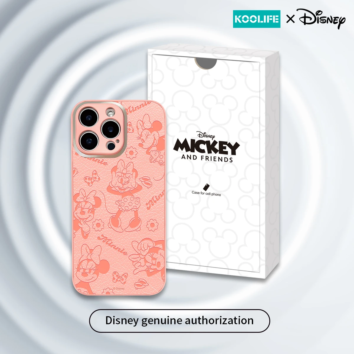 Koolife Minnie Disney Genuine Authorized Soft Tpu Leather Phone Case Anti-Fall Protection for iPhone 11 12 13 14 15 16 Pro Max