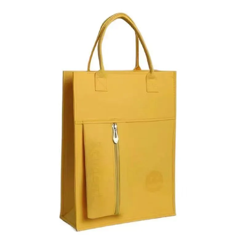 Newly thickened simple fashion student felt bag large capacity large shoulder felt tote bag lunch bag insulation good