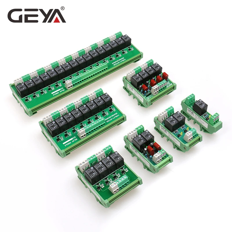 GEYA 4 Channel Relay Module 1 SPDT DIN Rail Mount 5V 12V 24V DC/AC Interface Relay Module for PLC 230V