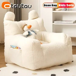 OTAUTAU Children Small Bean Bag Cover Without Filler Beanbag Sofa Chair Soft Fleece Armchair Couch Pet Kids Furniture SF014