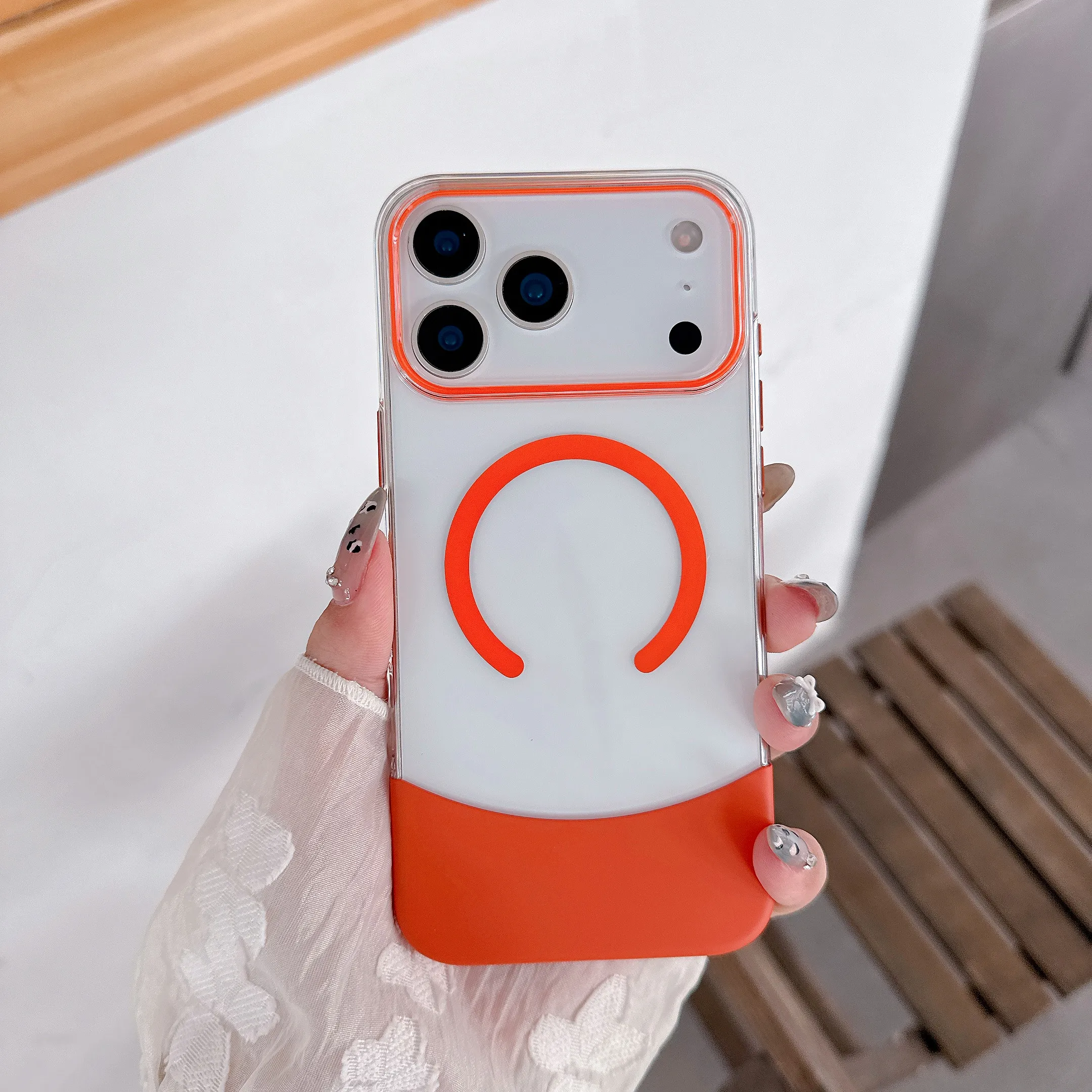 Funda Magnética Transparente con Bloqueo de Color para iPhone 17 Pro Max 16 Plus 15 14 13, Protección de Pantalla y Cámara, Antigolpes