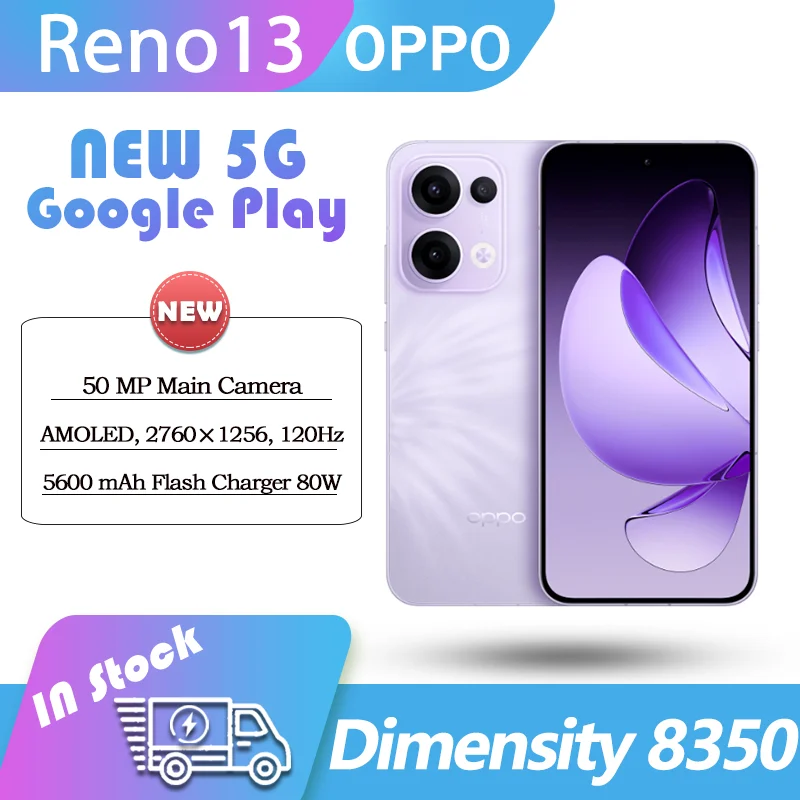 OPPO Reno13 5G AI Phone Dimensity 8350 6.59‘ AMOLED 120HZ 50MP 80W Super Flash Charge 5000mAh OTA Google Play NFC