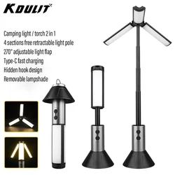 KDULIT-luz plegable para acampar, linterna telescópica portátil, linterna LED recargable, luz para tienda de trabajo al aire libre con Base de soporte