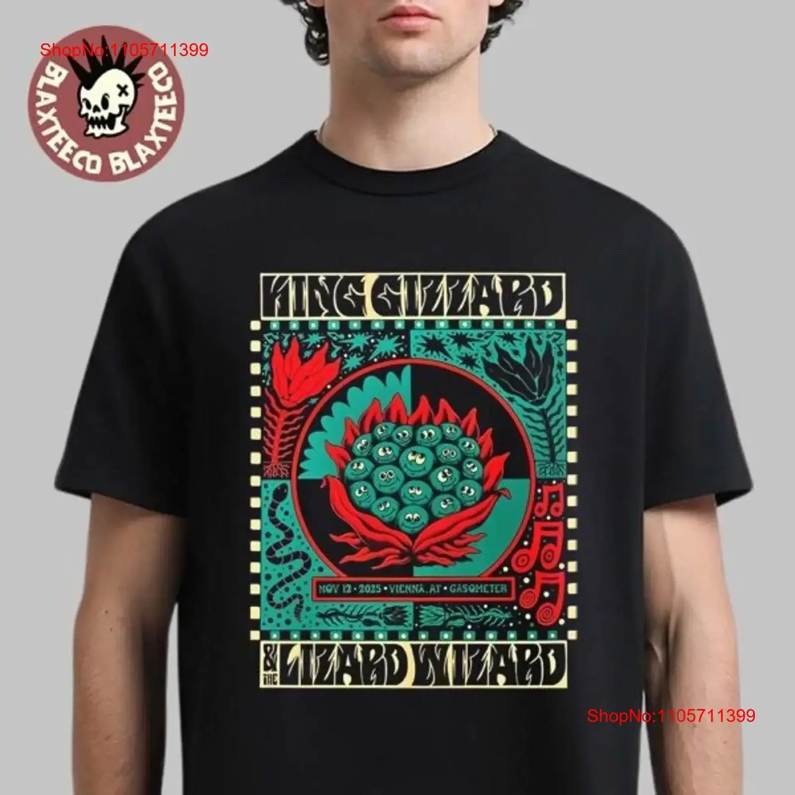 King Gizzard And The Lizard Wizard Vienna Austria 2025 Event Poster T Shirt long or short sleeves vintage Washed Casual