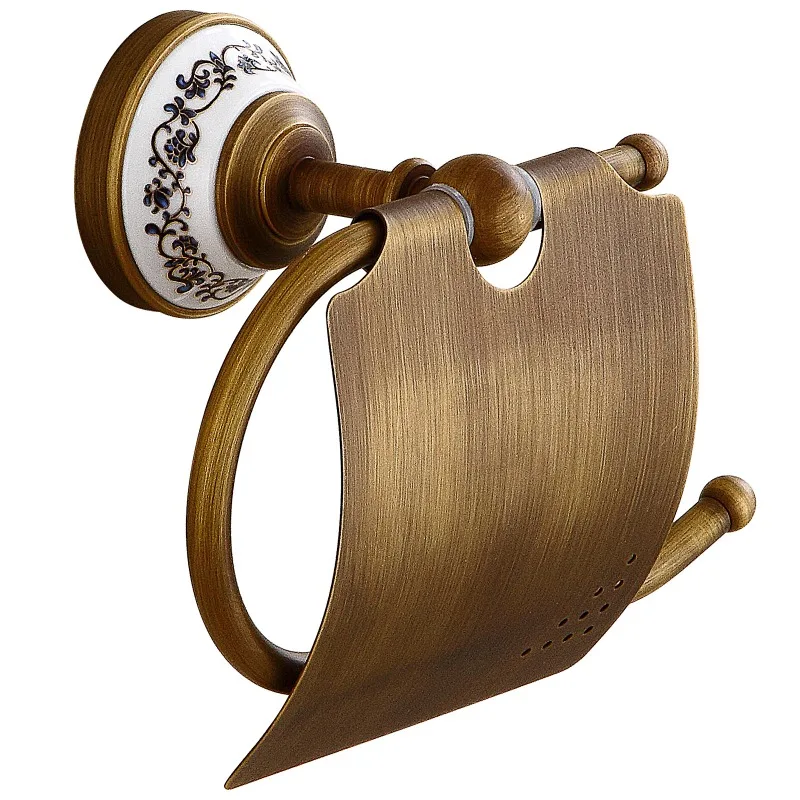 

Tissue holder, antique blue and white porcelain toilet roll holder, bathroom retro pendant hotel project