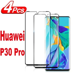 1-4Pcs Curved Glass For HUAWEI P30 Pro Screen Protector Glass