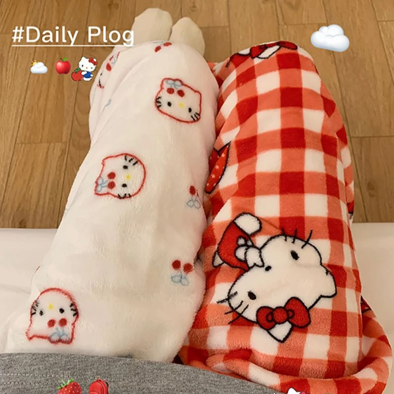 

Sanrio Hello Kitty Flannel Pajamas for Women in Autumn and Winter Cute Coral Velvet Warm Casual Home Student Dormitory Pajamas