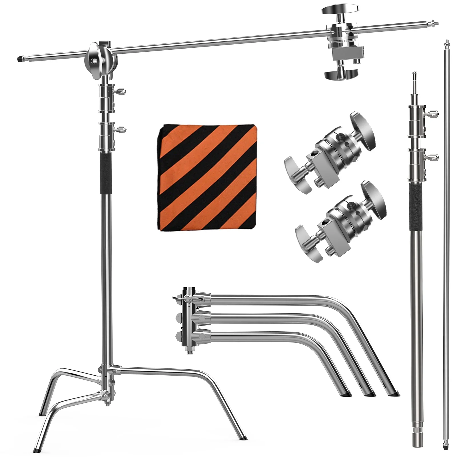 SH 2.6/3.3M Gamba magica da studio professionale con sacchi di sabbia Supporto a C in acciaio inossidabile duro pesante Attrezzatura per luce video portatile