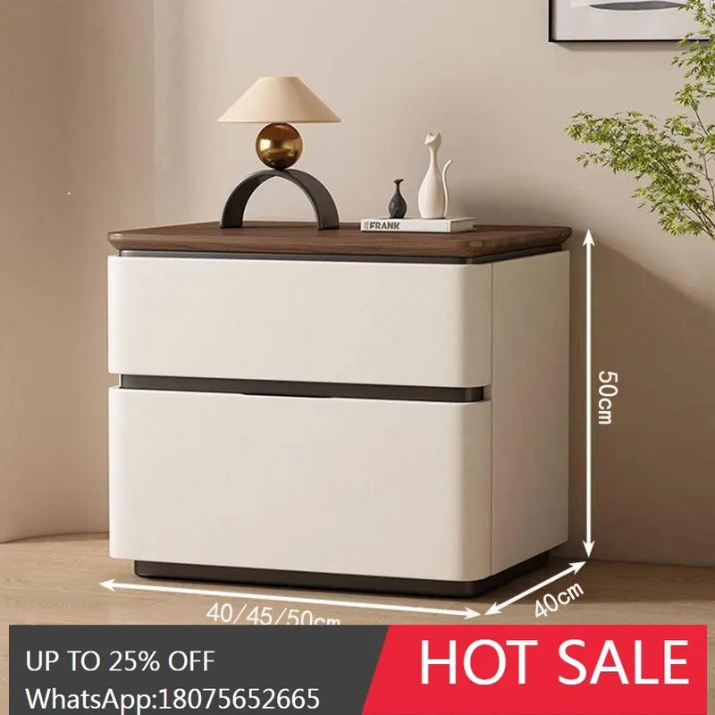 MJY Solid Wood Bedside Table with Fingerprint Lock Storage No Installation Needed Bedside Cabinet with Lock