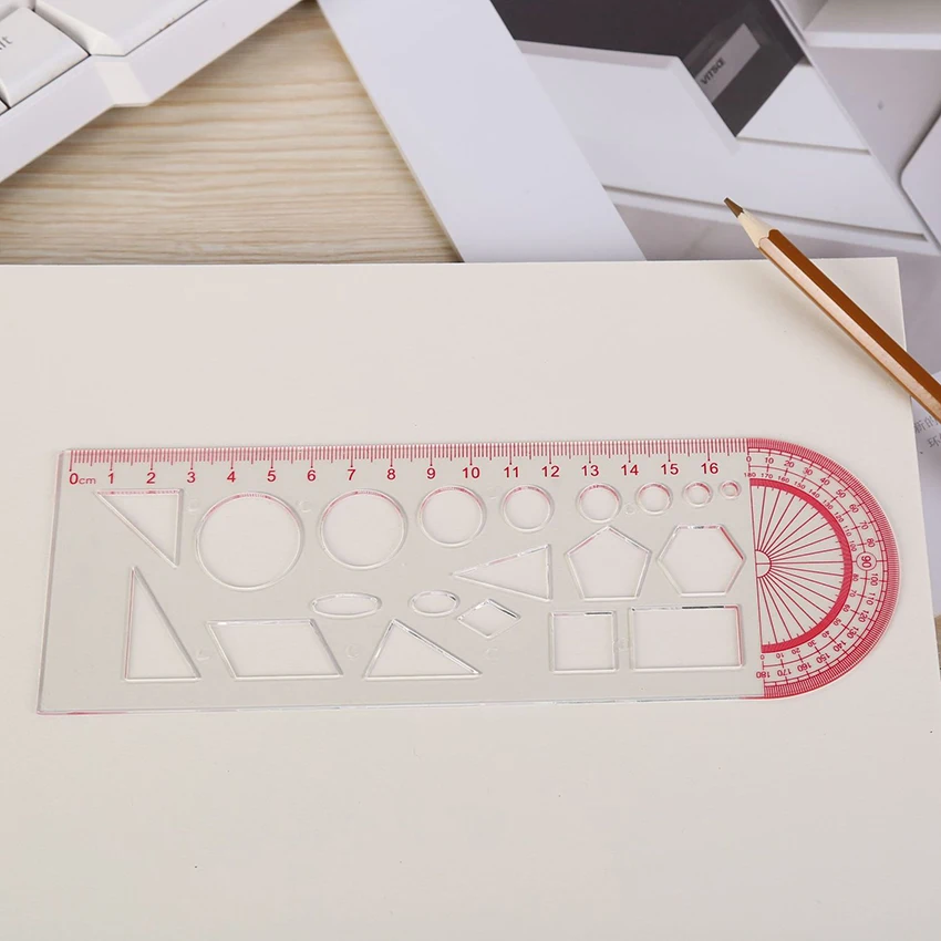 Multifunctional Geometric Rulers Geometric Drawing Template Measuring Ruler Angle and Circle Maker Drawing - Detail 1