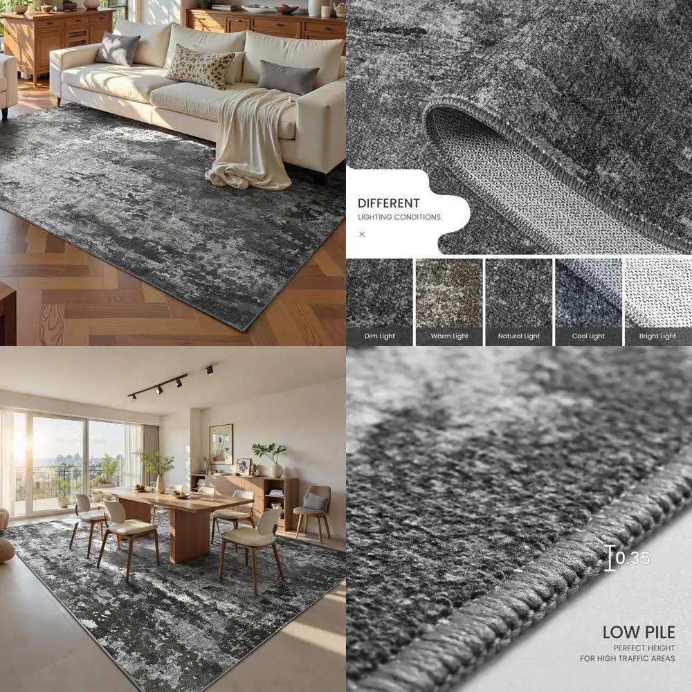 

Ковер в богемном стиле 5x7 футов, черный, машинная стирка, нескользящий, с абстрактным дизайном для дома и общежитий