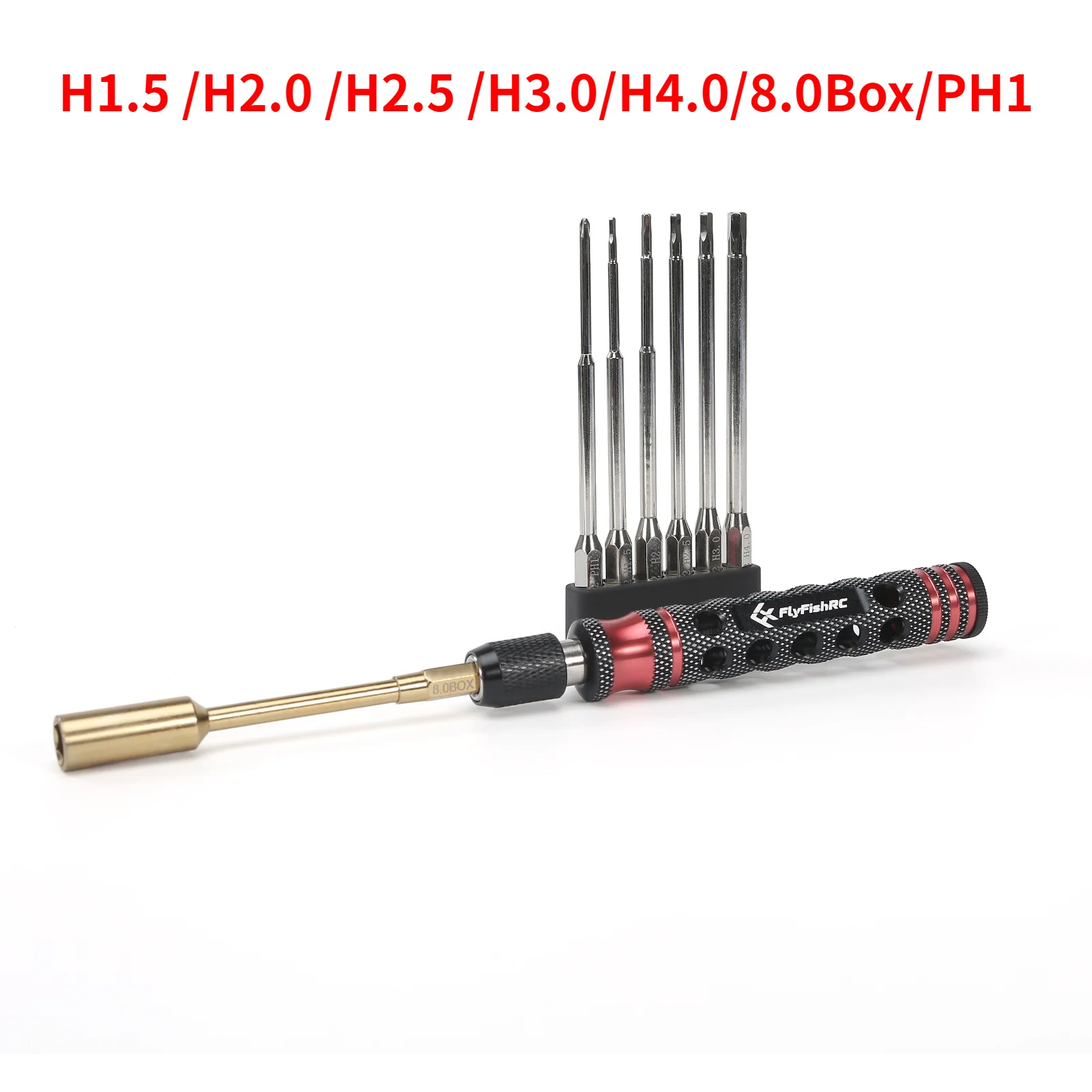 FlyFishRC 7 in 1 Multifunctional Steel RC Hex Screw Driver H1.5 /H2.0 /H2.5 /H3.0/H4.0/8.0Box/PH1 Hardware Tools Sets Scale Cars