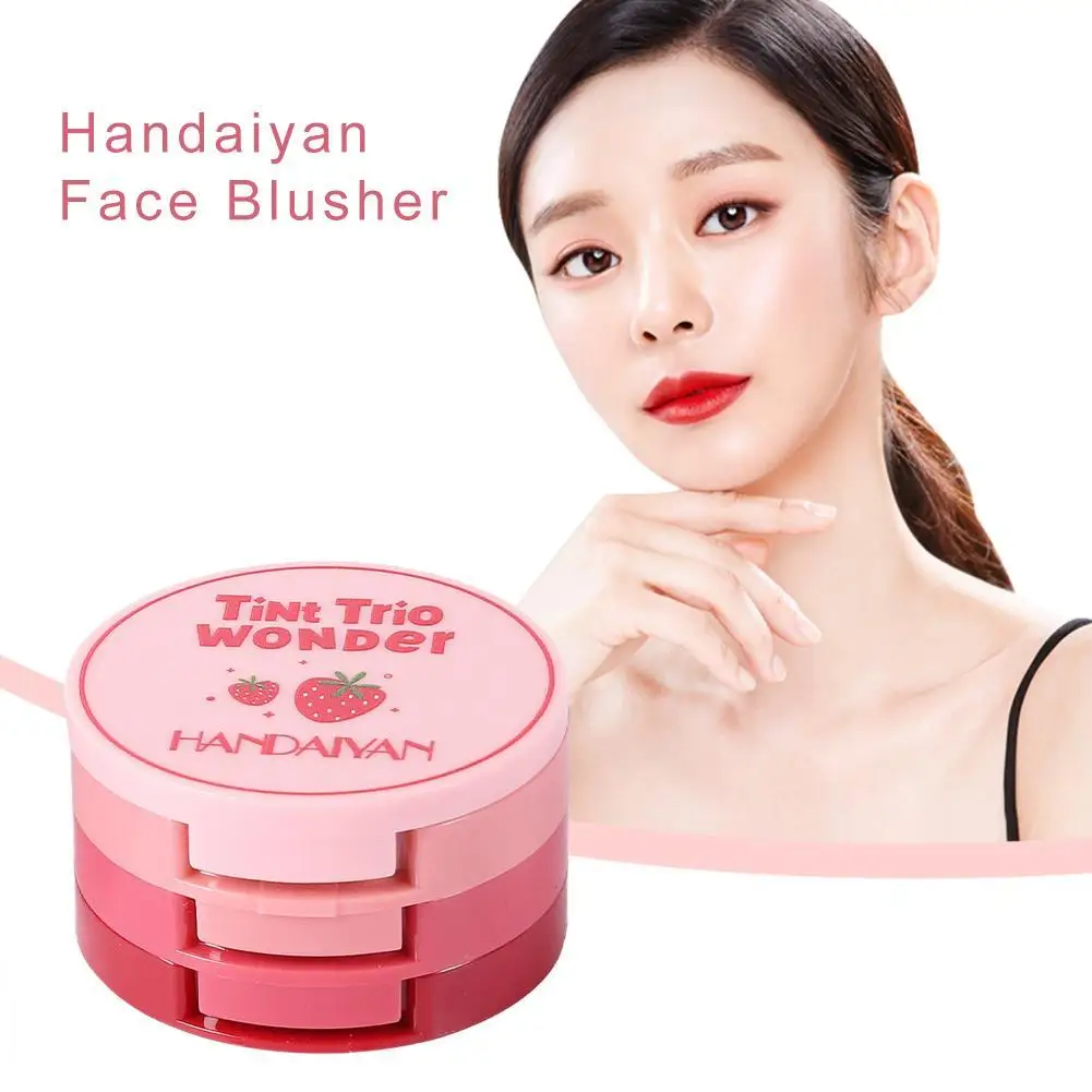 3-color Blush Tray Folding 3-in-1 Eye Shadow In One Long-lasting Mud Cream Blush Blush Makeup Beauty Flattering Multi-color H8S8