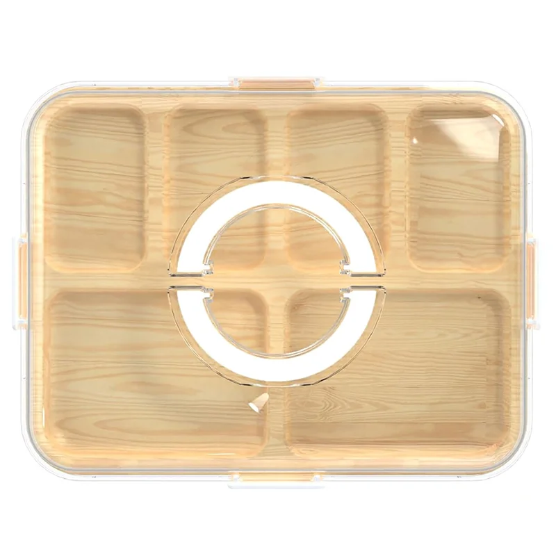 

Charcuterie Board With Clear Lid And Handle, Travel Portable Cheese Board Cutting 6 Compartments Bamboo Charcuterie Boxes