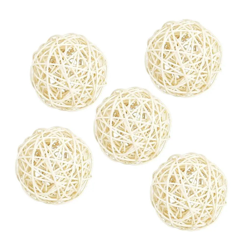 5 Pieces Wicker Rattan Balls Pretty Hollowed Handmade Ball for 7cm Decorative Wedding Flower Arrangement Home Decorations