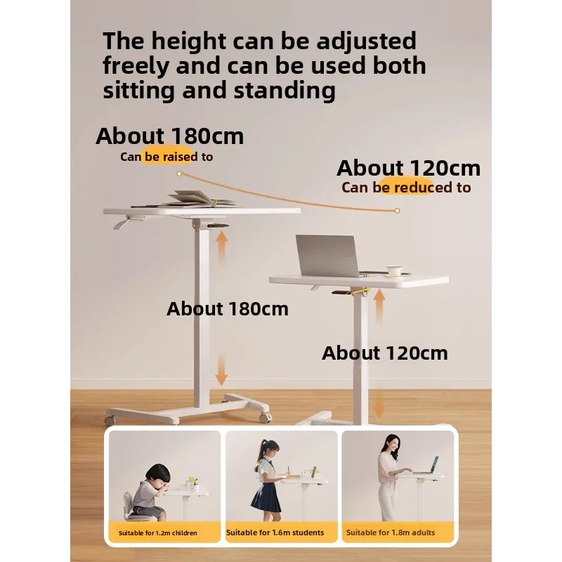 Elevating computer desk, movable study and office desk, multi-functional folding small desk, workstation
