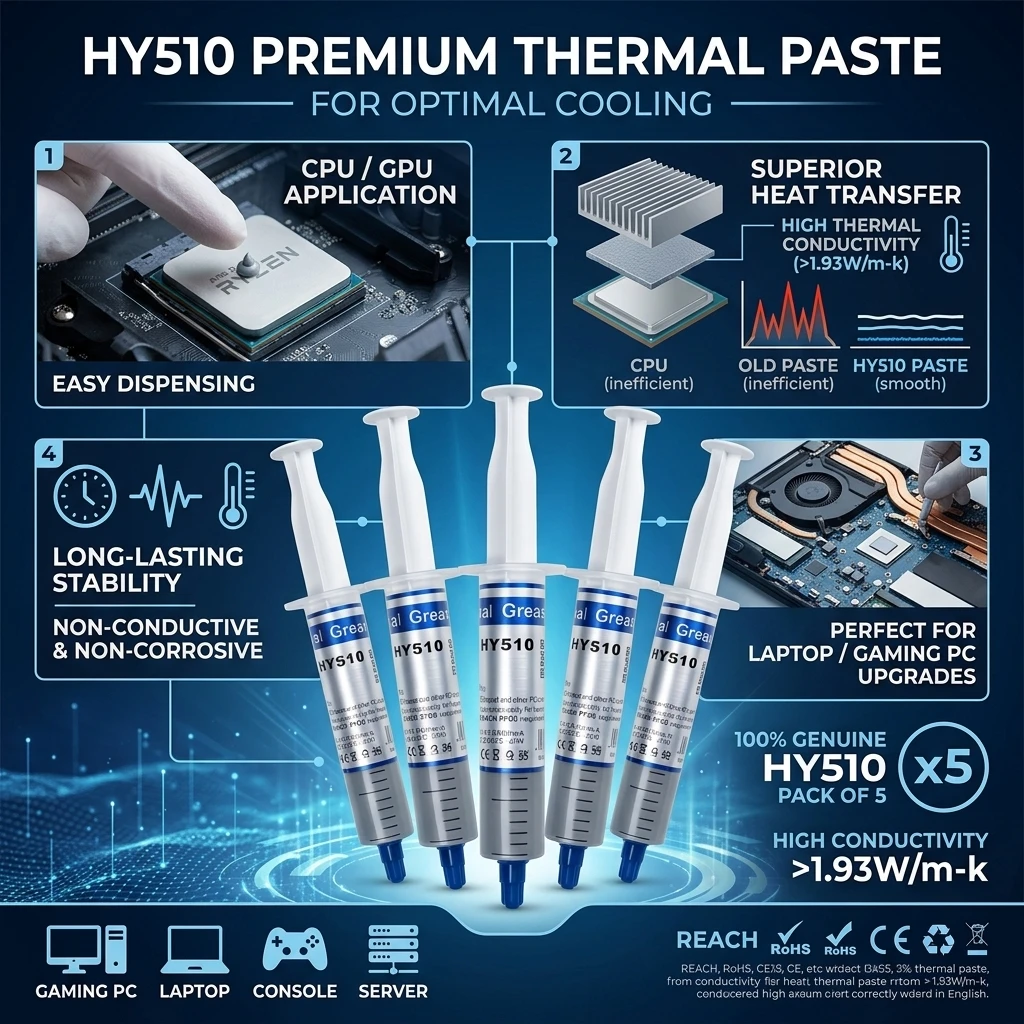 Hy510 30g 1-30PCS Silicone Thermal Paste Heat Transfer Grease Heat Sink CPU GPU Chipset Notebook Computer Cooling Syringe