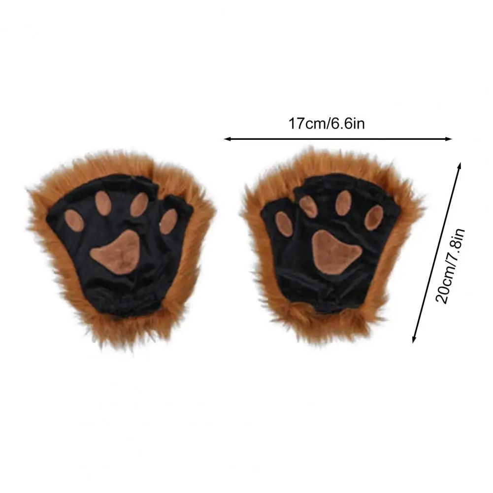 Fluffy Wolf Paws Fingerless Gloves Furry Kitten Paw Foxes Claws Mittens Lolita Gothic Cosplay Costume Party Wearing Accessory