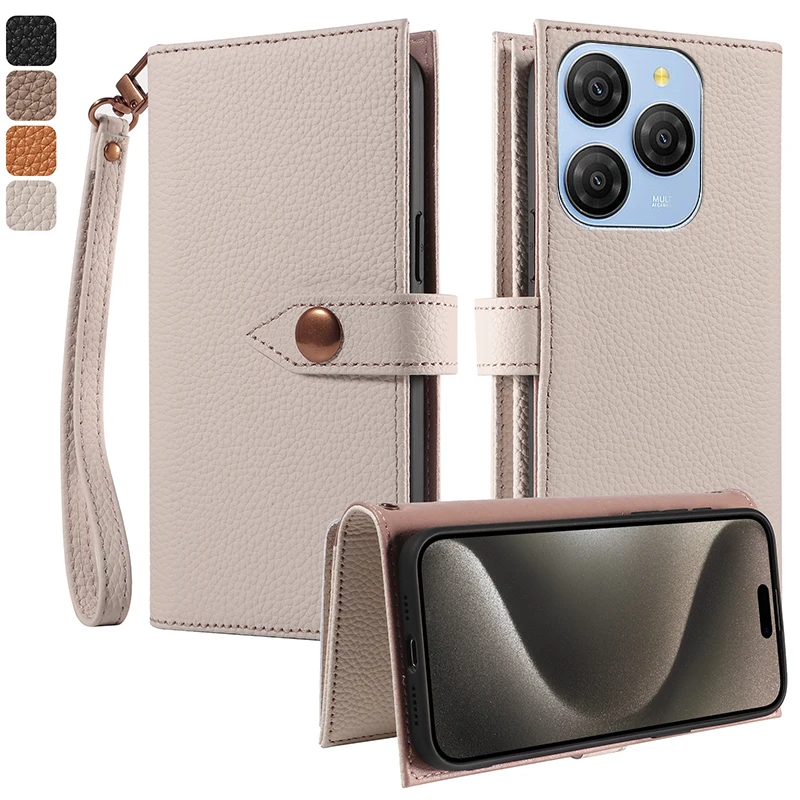 

100% Real leather multifunctional card slot wallet Cover For Blackview Shark 9 8 Flip Magnetic button Fall prevention phone Case