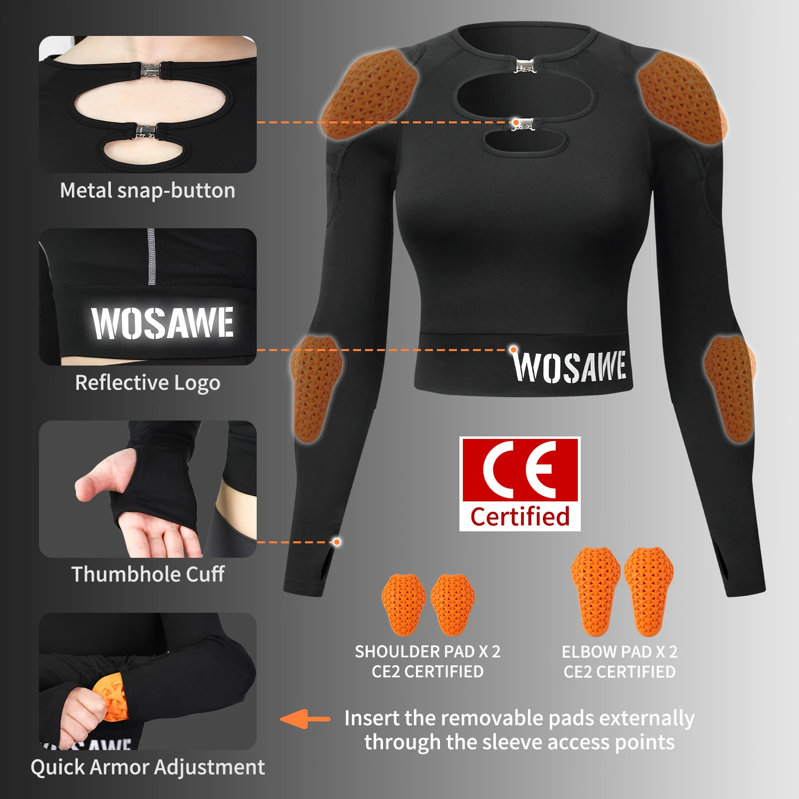 Wosawe sexy jaquetas de motocicleta feminina acolchoada camisa de motocicleta com armadura macia ce menina ciclismo motocross equipamentos de equitação