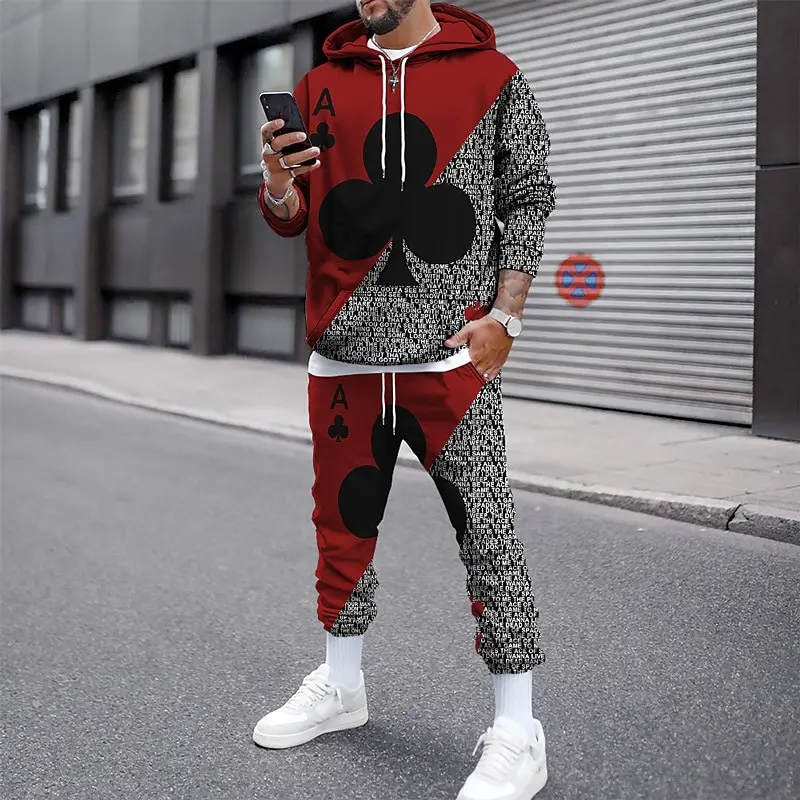 الرجال الجرافيك بوكر هوديس السراويل مجموعات ثلاثية الأبعاد طباعة الرجال بلوزات Sweatpants في الهواء الطلق الشارع قطعتين الدعاوى رياضية رجل الملابس