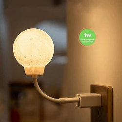 New USB Energy-Saving Lamp Plug-In Moon Shaped Voice Controlled Night Light 3 Lighting Modes Rotatable Light For Home Bedroom