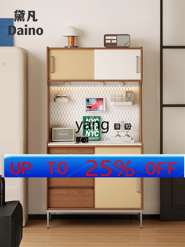 

Lhh retro dining side cabinet integrated storage water dispenser tea cabinet solid wood medium antique light luxury