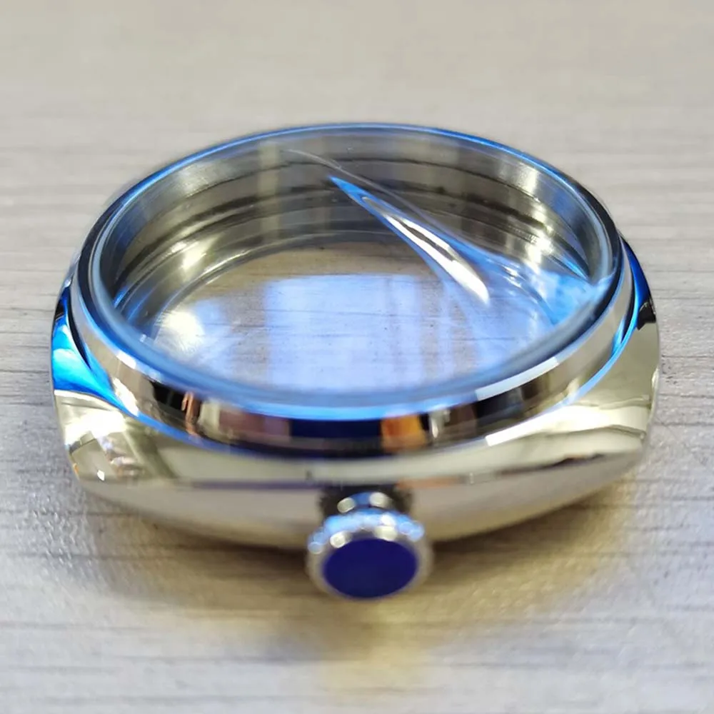 45 مللي متر حافظة ساعة مصقولة لحركات ETA 6497 6498 غلاف زجاجي معدني 316L حافظة من الفولاذ المقاوم للصدأ ملحقات الساعة