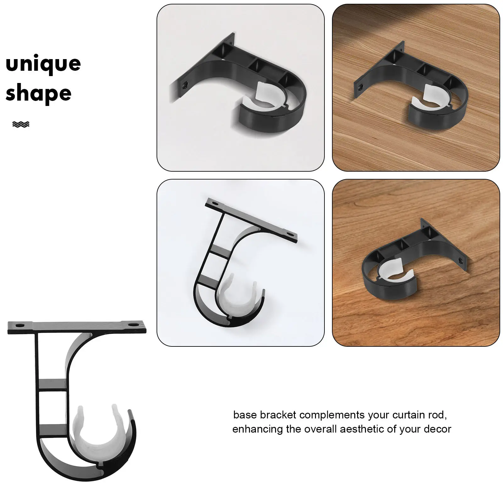 4Pcs Sleek Modern Ceiling Mount Curtain Rod Brackets Holder Set Sturdy Support for Curtains in Living Room Bedroom Office Hotel