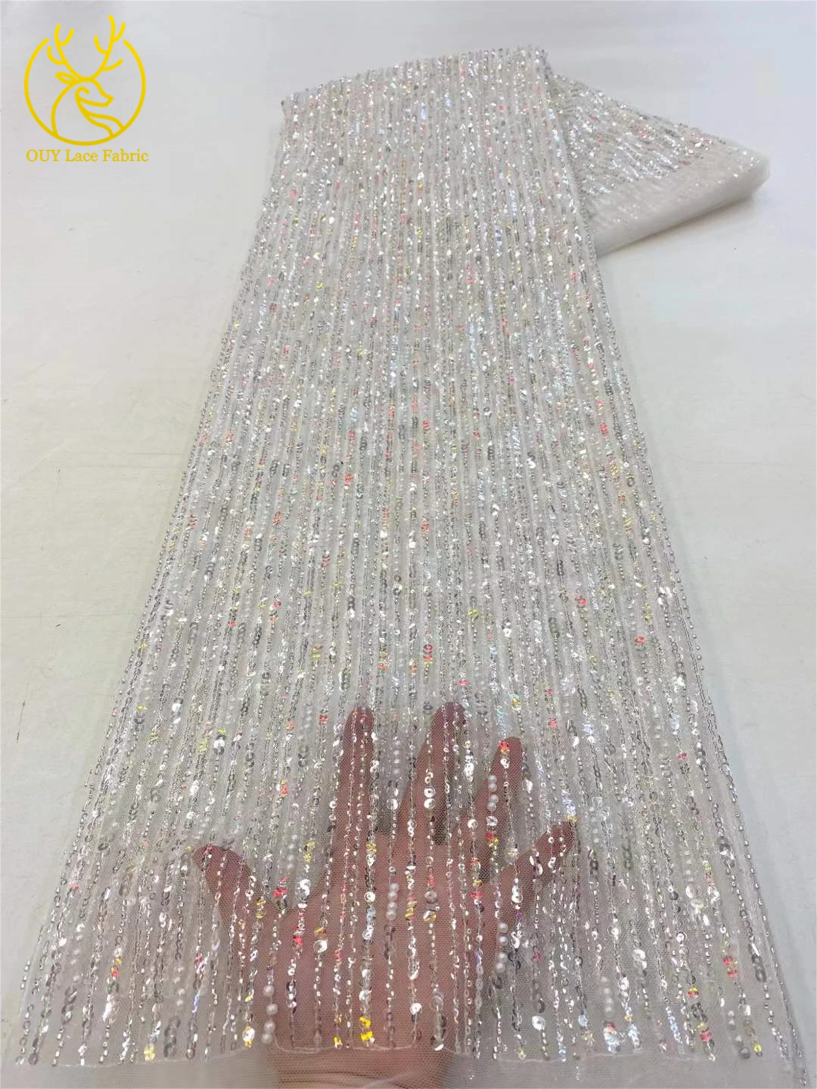 قماش دانتيل ترتر مطرز أفريقي 2025 نيجيريا زي العرائس جودة عالية قماش دانتيل تول فرنسي لفساتين الزفاف 5 ياردات