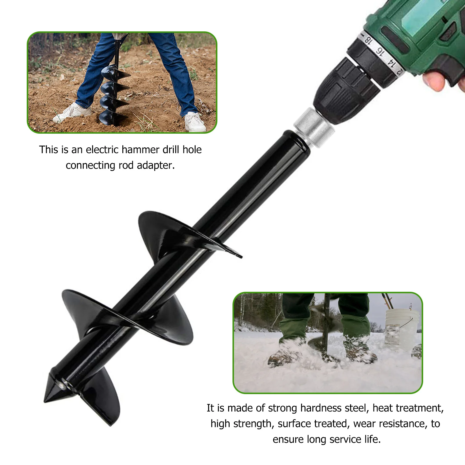 

Electric Hammer Drill Adapter Hardened Steel Wear Resistant Long Lasting Earth Auger Power Drill Converter Impact Driver