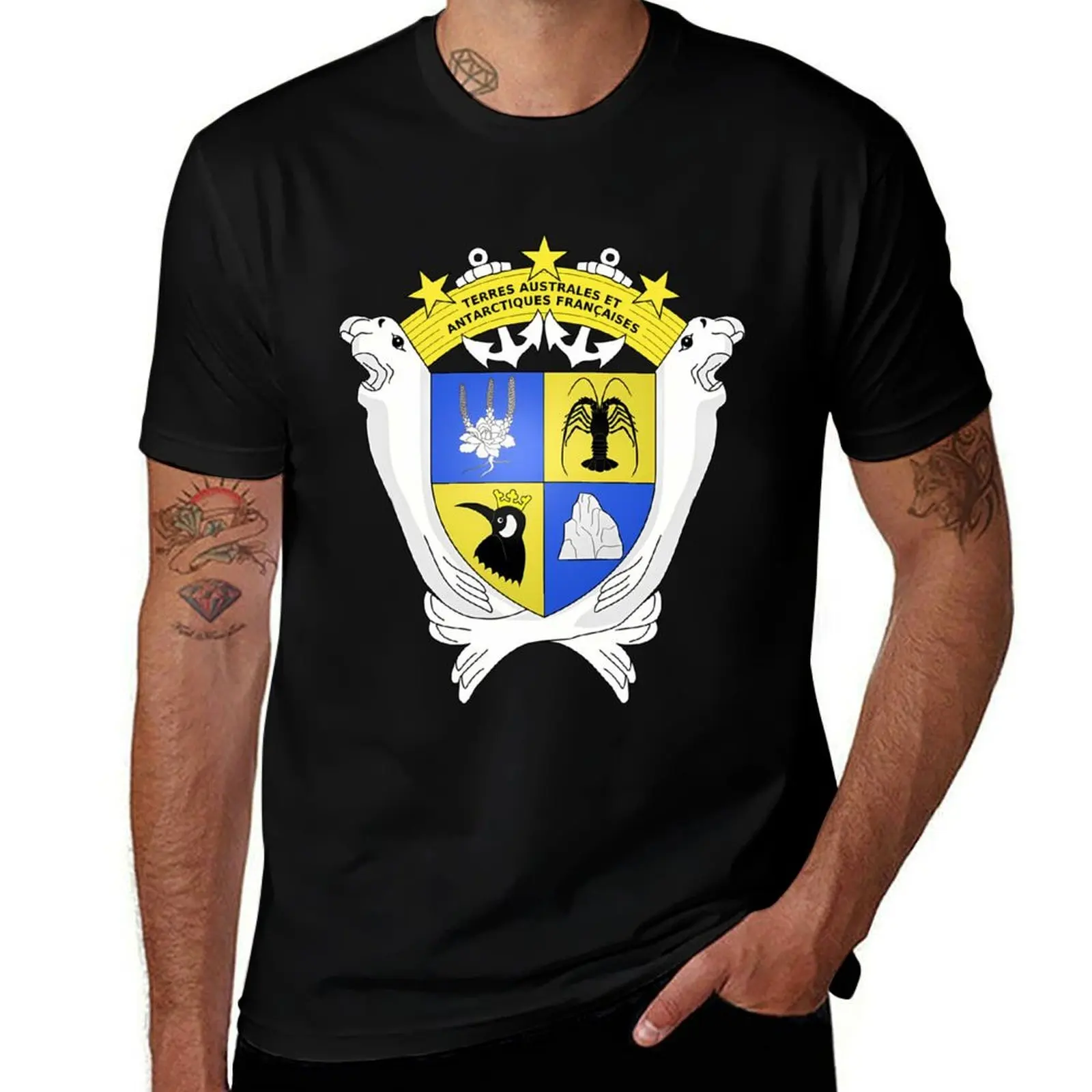 Coat of Arms of French Southern and Antarctic Lands T-Shirt anime tshirt men t shirt cotton 100% T-shirt
