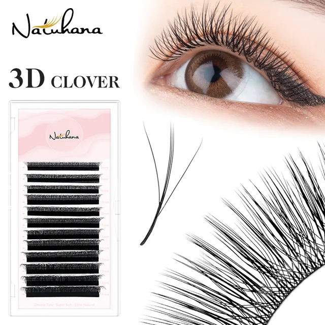 NATUHANA New 3DW Shape Eyelash Extension 3D Premade Volume Fan Lashes W Style Lashes Faux Mink Volume Lashes Koreański makijaż