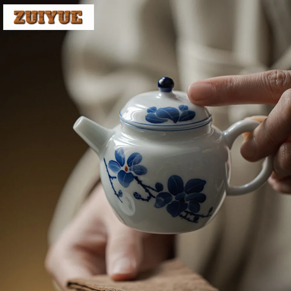 100ml Jade Porcelain Handmade Tea Pot Household Hand-painted Magnolia Teapot Retro Pot Tea Soaking Kettle Tea Ceremony Gifts