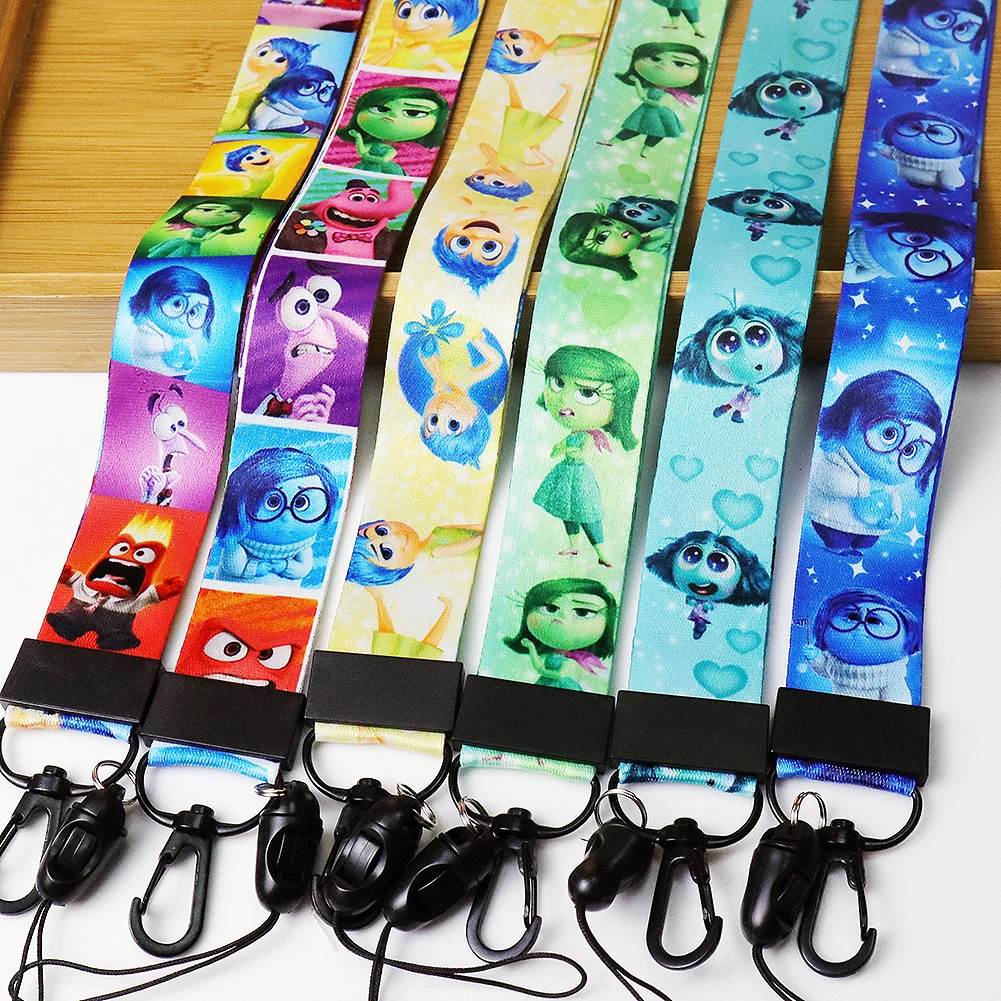 6 Teile/los Inside Out 2 Disney Lanyards Ausweishalter Hängeseil Schlüsselanhänger Zubehör Geschenke für Schlüsselhalsband Umhängebänder