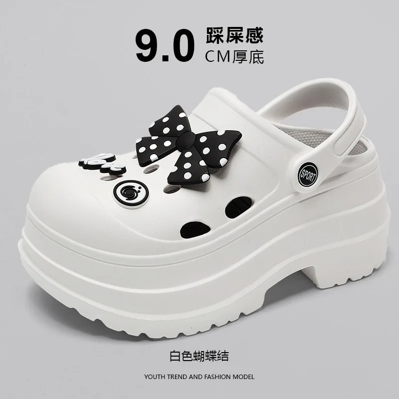 Women 9CM Platform Beach Sandals Waterproof Breathable Female Hole Slides Soft EVA Outdoor Slippers Ladies Thicken Sole Slides