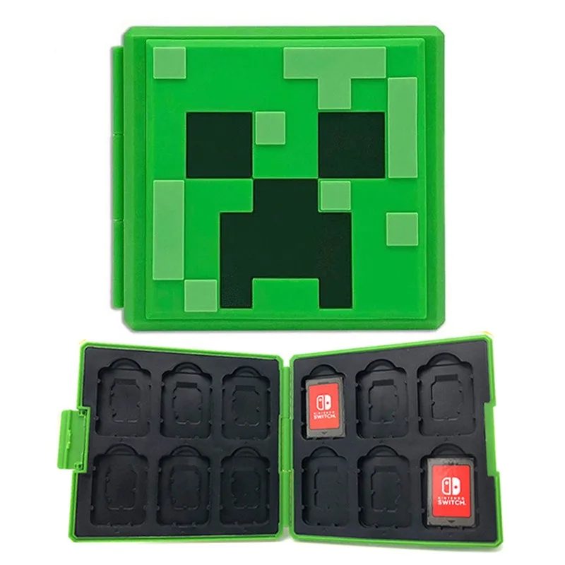 12 in 1 Game Minecraft Creeper Game Card Case for Nintendo Switch Ns Oled Lite Magnetic Silicone Storage Box Game Accessories