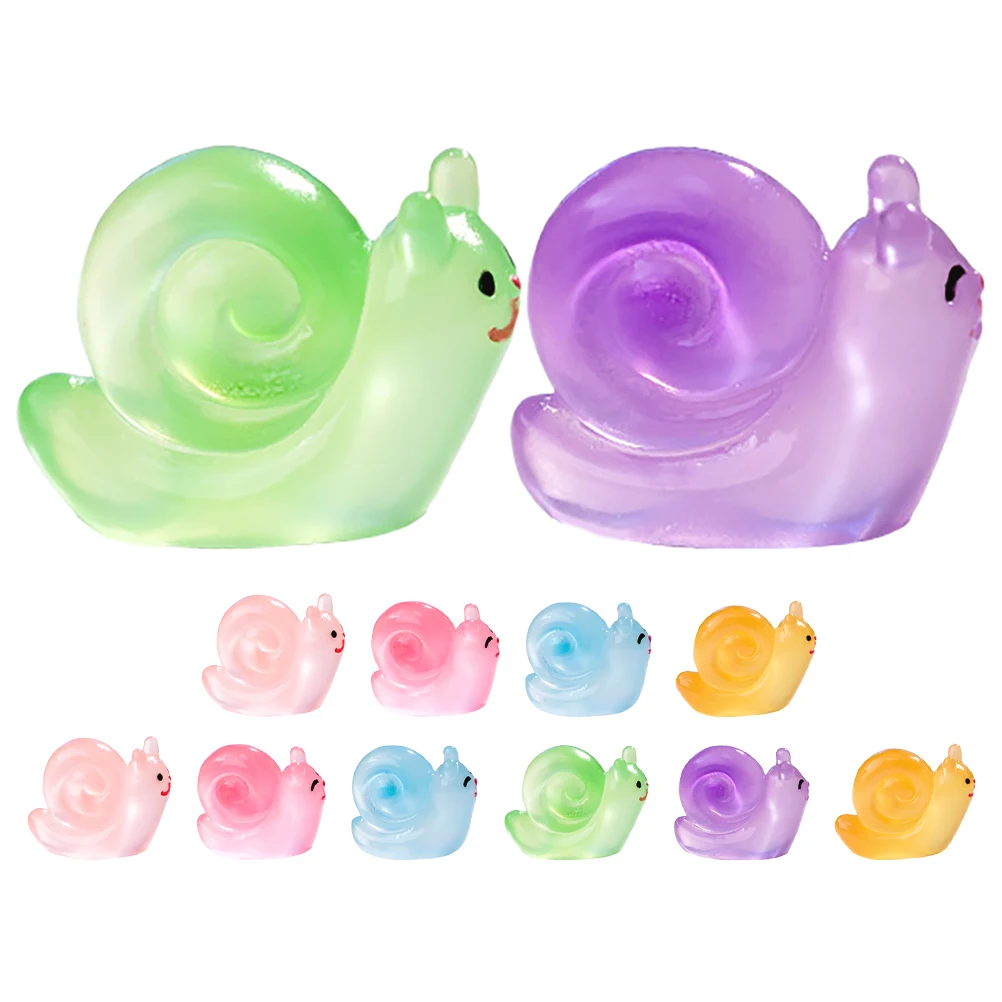 

12 Pcs Luminous Snail Decoration Microlandscape Mini Sculpture Cute Resin Statue