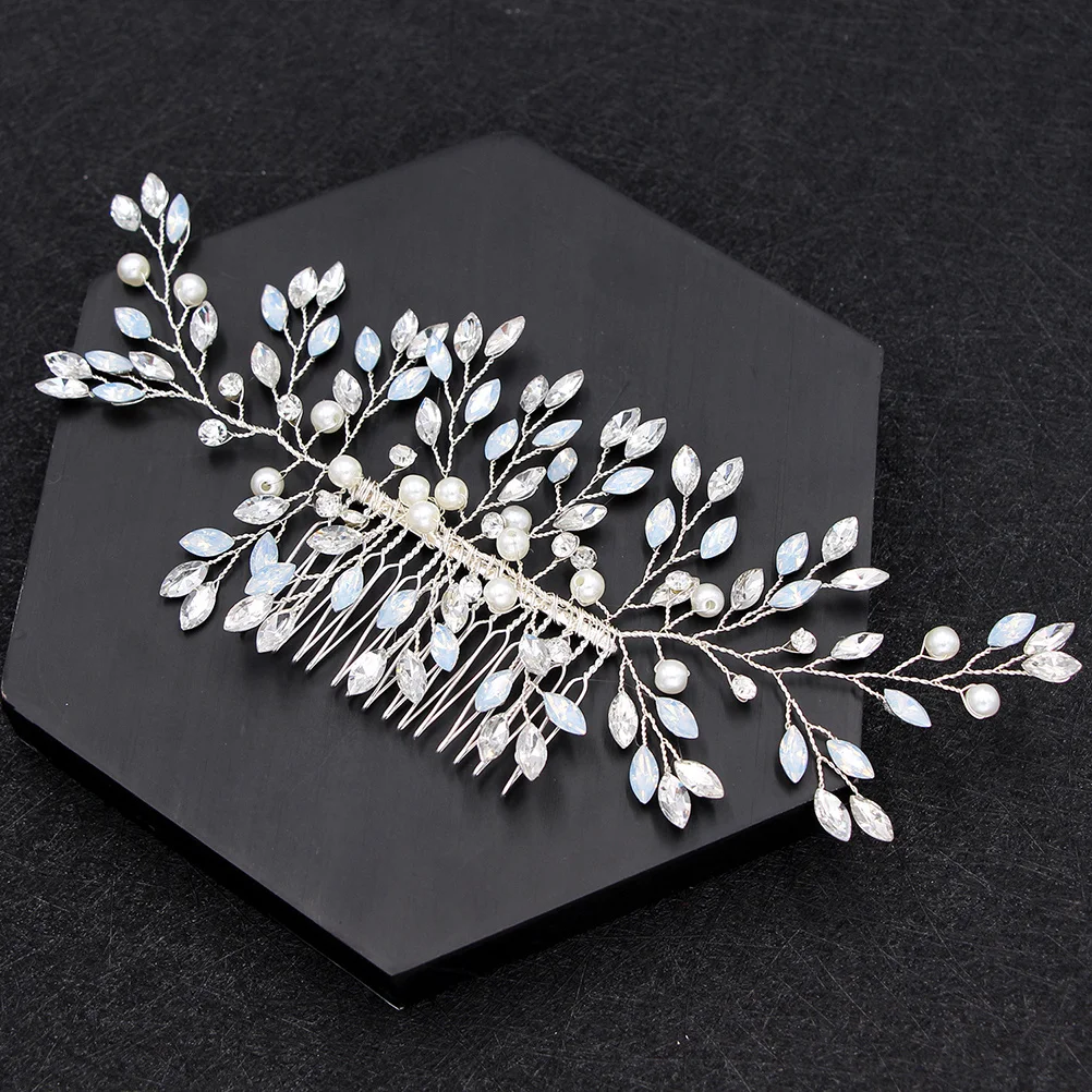 

Wedding Crystal Pearl Rhinestone Bridal Hair Comb Alloy Handmade Bridal Hairpiece Wedding Hair Decoration for Bride Bridesmaid