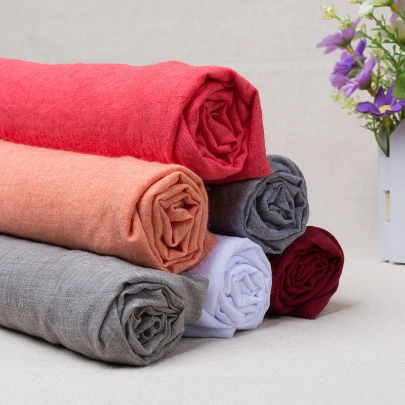 45x140cm Solid Color Cotton Linen Thin Fabric Handmade Clothes Dress Bamboo Slub DIY Sewing Dress Background Craft Material