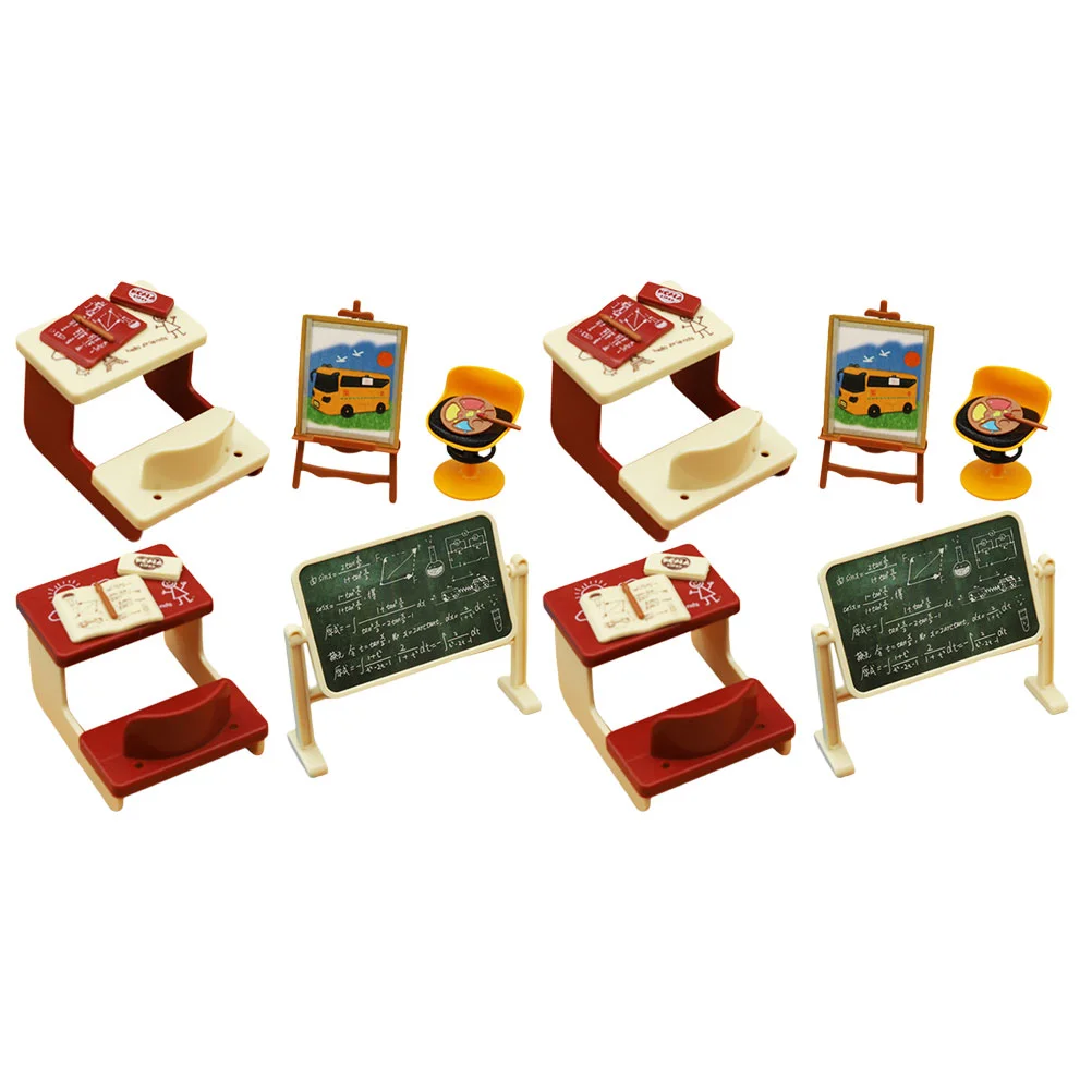 

2 Sets Mini Desk Blackboard Chalkboard Models House Decors Craft Miniature Toy Toys