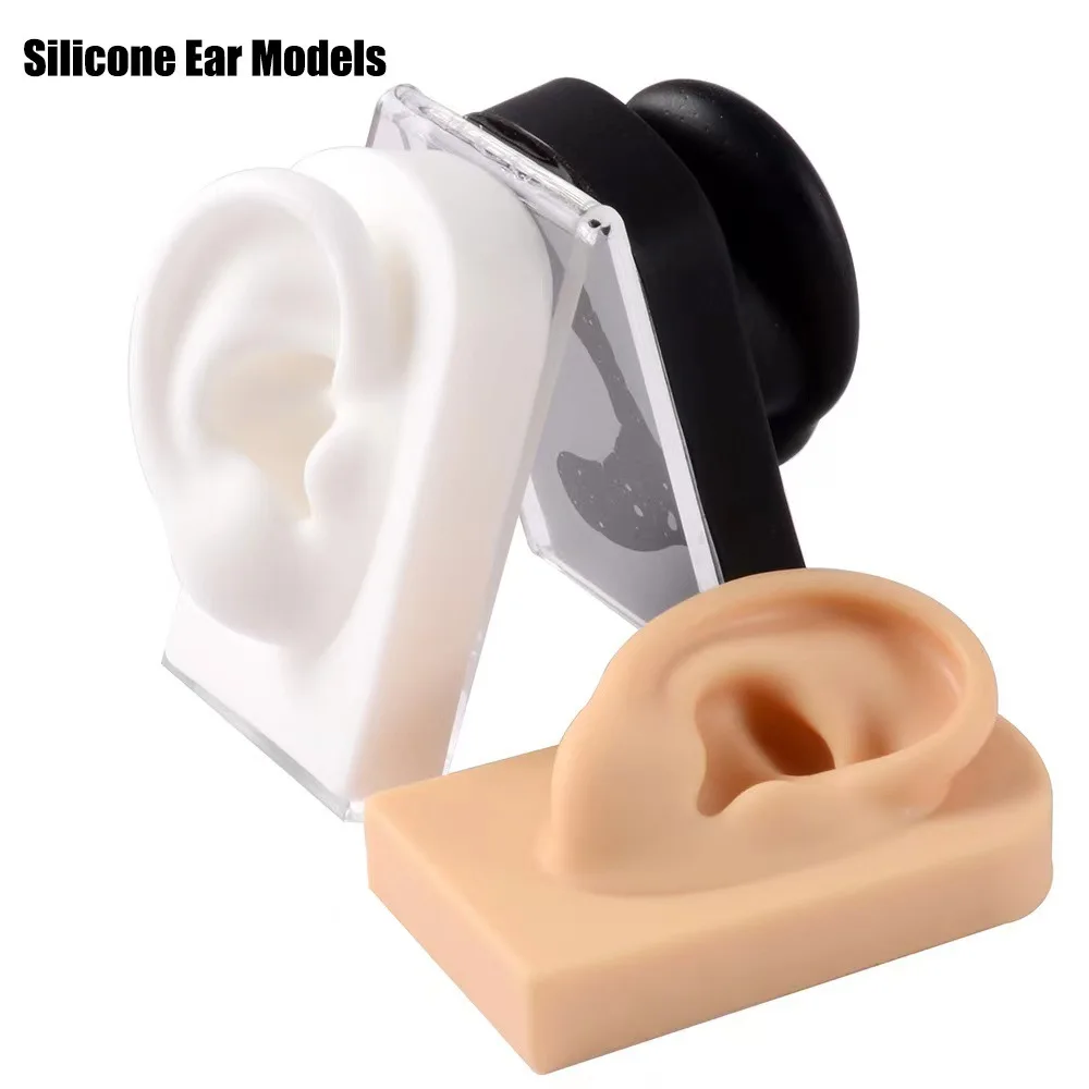 1PC Soft Silicone Ear Model Practice Piercing Tools Square Nose Models Ear Studs Earring Display Stand Tattoo Supplies