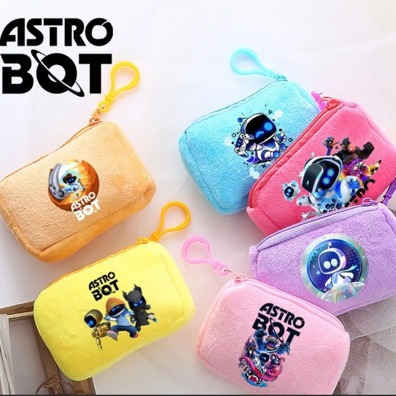 Astro Bot Kids Anime Plush Wallet Boys Girls Cartoon Printed Coin Purse Child Fashion Cute Pendant Money Bag Handbag Xmas Gifts