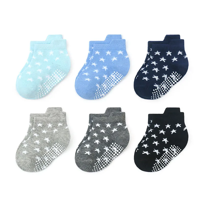 0-5T 6PAIRS Baby Boys Toddlers Non Slip Socks Lot Cute Kids Children Anti Skid Cotton Grip Floor Sock Set Spring Autumn