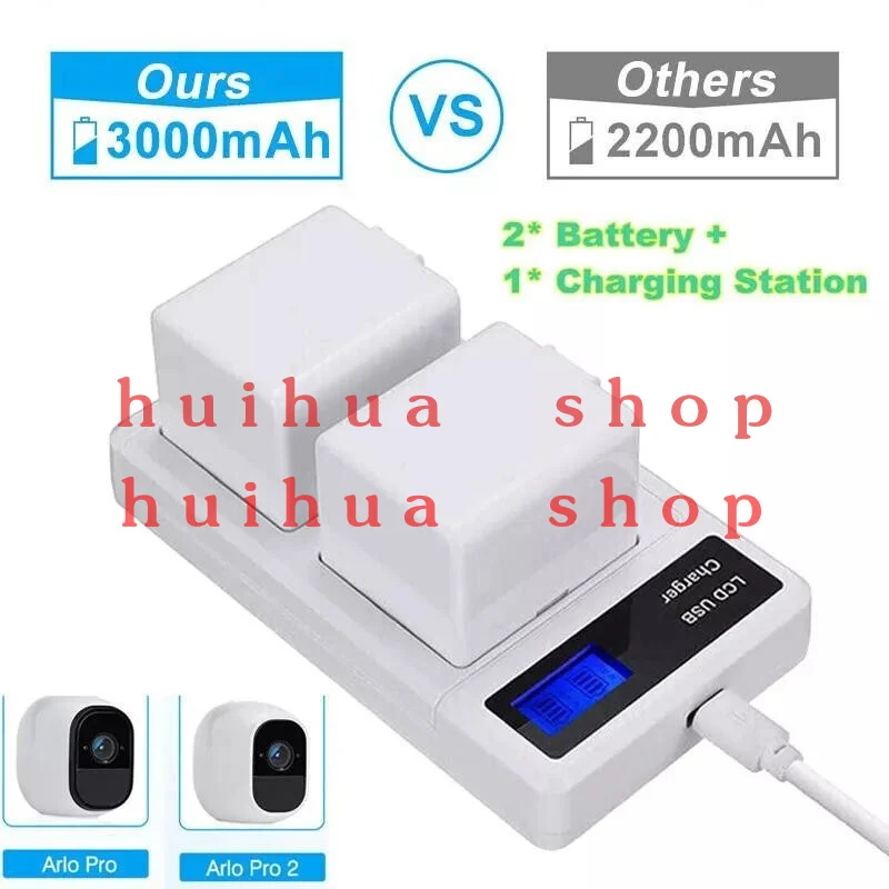 

2-Pack A-1B Battery & Dual Charging Station for Arlo Pro Camera VMS4430 VMS4530