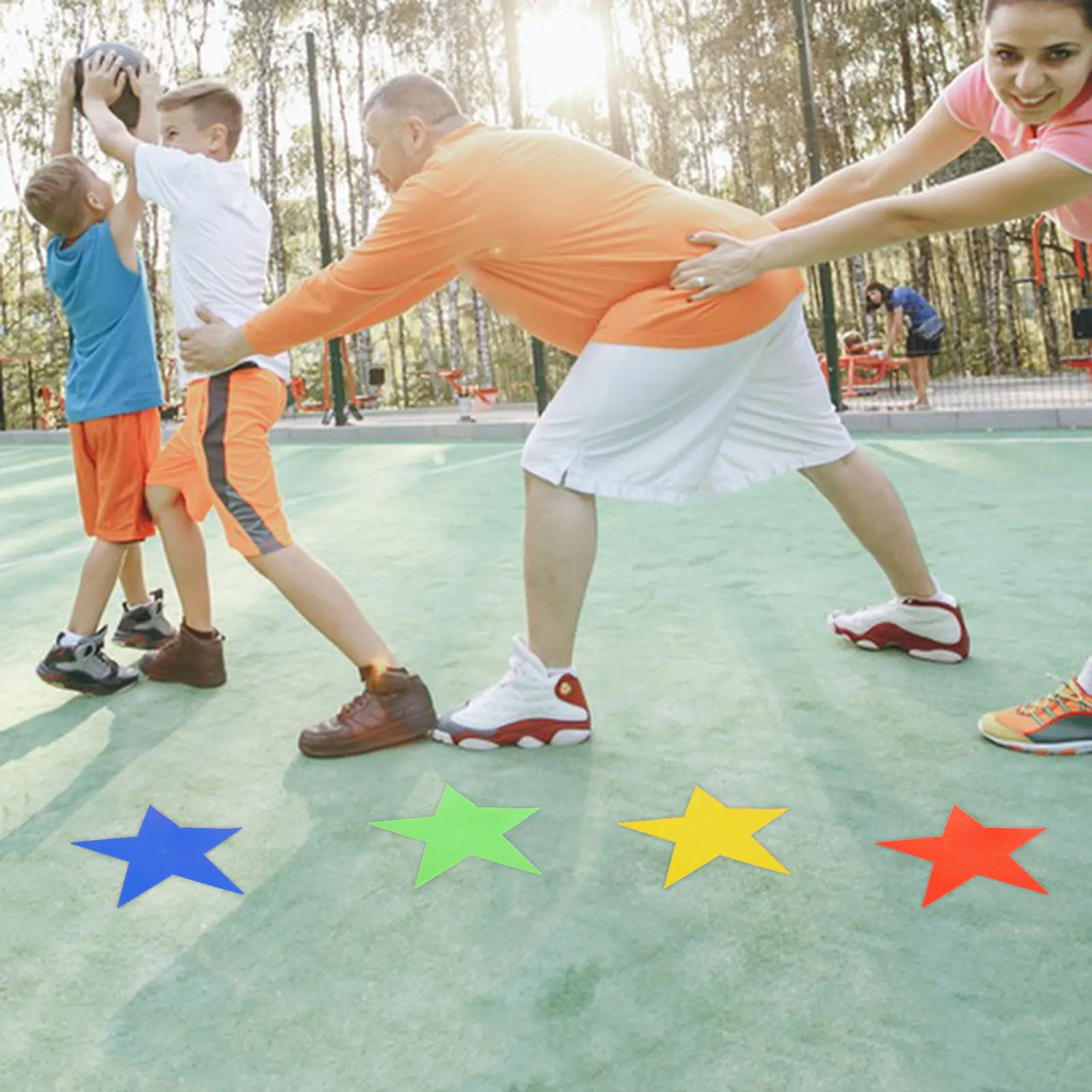 4Pcs Colorful Star-Shaped Carpet Markers Non-Slip PVC Spot Markers for Tennis Basketball Hockey Training Floor Boundary Setup